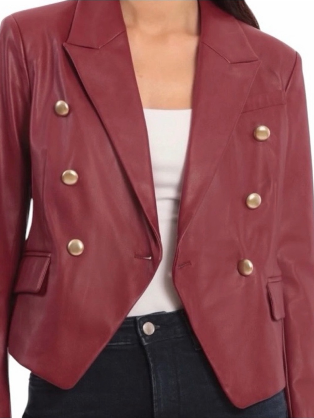 NEW Dolce Cabo double breasted biker jacket red burgundy XS NWT coat